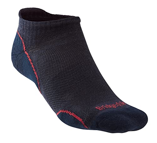 Bridgedale Herren Hike Ultralight T2 Merino Performance Low Socken, Marineblau/Rot, M von Bridgedale