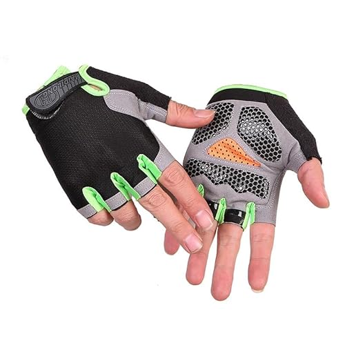 BrightGlow Atmungsaktiv Fitness Handschuhe Gewichtheben Handschuhe für Damen und Herren Halbfinger-Handschuhe rutschfest Sporthandschuhe Fahrrad-handschuh Trainingshandschuhe Schwarz#1（Plus） M von BrightGlow