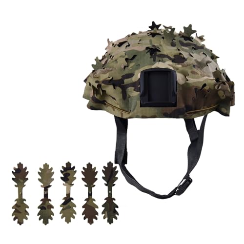 BrightGlow Taktischer Helmüberzug Fast Helm Multi-Camo Helmüberzug Airsoft-Helm Kampfhelm-Zubehör Taktischer Schnellhelm Helmnetzabdeckung für Outdoor Game Covert Combat Weiß#3 Einheitsgröße von BrightGlow