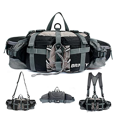 Multifunktionale Gürteltasche mit 2 Flaschenhalter Rucksack Umhängetasche Trinkgürtel Bauchtasche Militärstil Handyfach Wasserdicht Laufgürtel Hüfttasche für Wandern Reise Camping Radfahren von Brinny