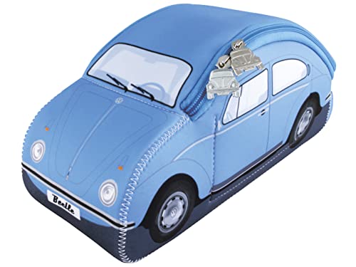 BRISA VW Collection - Volkswagen Neopren Universal-Schmink-Kultur-Reise-Tasche-Beutel im Käfer/Beetle Design (Hellblau/Groß) von BRISA