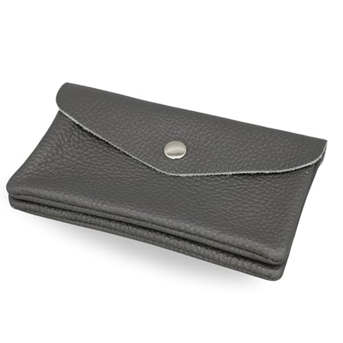 Brise Art Geldbörse Damen Leder Midi Handgemachte Portemonnaie Damen Geldbeutel 2 Fächer Stylisch Verschließbar mit Druckknopf und Zipper Made in Italy (Dunkelgrau) Brise Art Geldbörse Damen Leder Midi Handgemachte Portemonnaie Damen Geldbeutel 2 Fächer Stylisch Verschließbar mit Druckknopf und Zipper Made in Italy (Dunkelgrau) von Brise Art