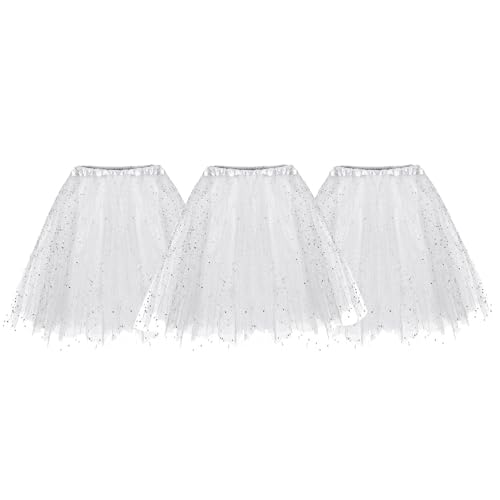 3PC Tutu Rock Ballkleid Elastische Tutu Abendkleid Kurz Minirock 4 Schichten Petticoats Tüll Hohe Taille Petticoat Kostüm Erwachsene von Briskorry