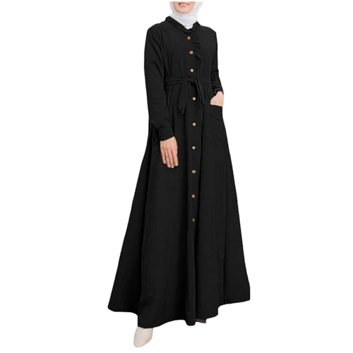 Abaya Muslim Damen, Kaftan Damen Lang Arabisch, Gebetskleid für Ramadan Langarm Muslim-Kleider Dubai Türkei Einteiler Islam Set Türkisch Muslimische Kleider Set Naher Osten Full Cover Abaya Robe von Briskorry