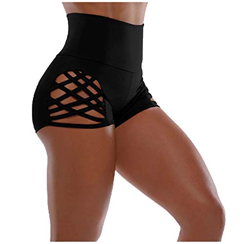 Bandage Kurze Shorts-Damen Leggings, Fitnesshose Blickdichte, Sporthose blickdichte Yogahose Sexy Push Up Booty Leggins Weich Sporthose Butt Lift Fitness Sporthose von Briskorry