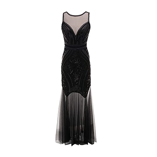 Briskorry 1920s Kleid Damen V Ausschnitt Ärmellos Flapper Fransen Kleid 20er Jahre Paillettenkleider Great Gatsby Cocktail Party Damen Fasching Kostüm Kleid von Briskorry