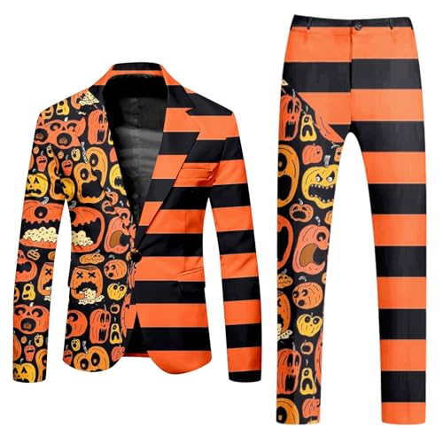 Briskorry 2 Stück Herren Langzarm V-Ausschnitt Weste Und Hose 2 Stück Leisure Elegant Sportanzug Halloween Freizeitanzug Bequeme Frühlings und Sommer Outfits Frühling Herbst Langhose Set von Briskorry