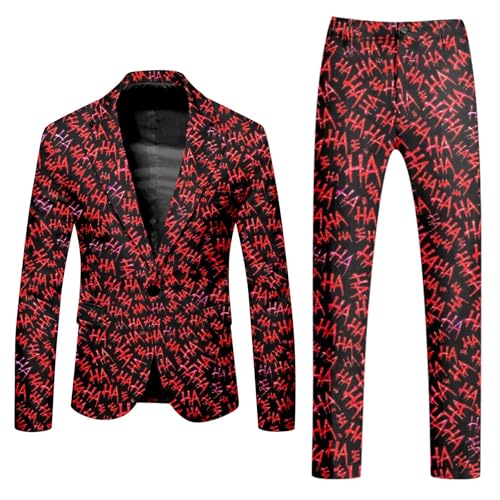 Briskorry 2 Stück Herren Sommer Langzarm Top und Hosen Zweiteiliger Freizeitanzug Halloween Soft Trousers Suit Slim Fit Streetwear Anzüge Mehrere Farben von Briskorry