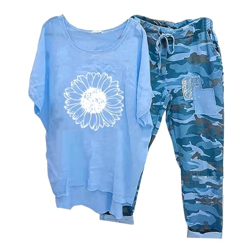 Briskorry 2-teiliges Damen-Outfits, Hosen, T-Shirts, Anzug, übergroß, lässig, Bedruckt, halbe Ärmel, T-Shirt, Tops, weites Bein, Trainingsanzug-Set, lockere Passform, Loungewear-Outfits Briskorry 2-teiliges Damen-Outfits, Hosen, T-Shirts, Anzug, übergroß, lässig, Bedruckt, halbe Ärmel, T-Shirt, Tops, weites Bein, Trainingsanzug-Set, lockere Passform, Loungewear-Outfits von Briskorry