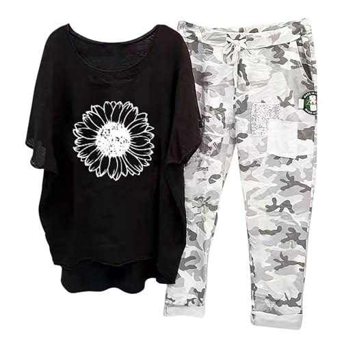 Briskorry 2-teiliges Damen-Outfits, Hosen, T-Shirts, Anzug, übergroß, lässig, Bedruckt, halbe Ärmel, T-Shirt, Tops, weites Bein, Trainingsanzug-Set, lockere Passform, Loungewear-Outfits Briskorry 2-teiliges Damen-Outfits, Hosen, T-Shirts, Anzug, übergroß, lässig, Bedruckt, halbe Ärmel, T-Shirt, Tops, weites Bein, Trainingsanzug-Set, lockere Passform, Loungewear-Outfits von Briskorry