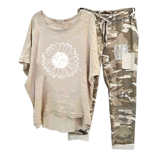 Briskorry 2-teiliges Damen-Outfits, Hosen, T-Shirts, Anzug, übergroß, lässig, Bedruckt, halbe Ärmel, T-Shirt, Tops, weites Bein, Trainingsanzug-Set, lockere Passform, Loungewear-Outfits Briskorry 2-teiliges Damen-Outfits, Hosen, T-Shirts, Anzug, übergroß, lässig, Bedruckt, halbe Ärmel, T-Shirt, Tops, weites Bein, Trainingsanzug-Set, lockere Passform, Loungewear-Outfits von Briskorry