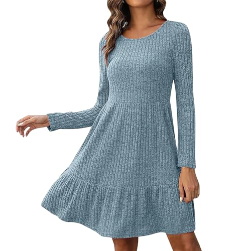 Briskorry Autumnkleid Damen Rundhals Strickkleider Bequeme Freizeit Winterpullover Kleid Sexy Tunika Kleid Für Autumn Winter Pullover Kleid Für Hochzeit, Abend, Party von Briskorry