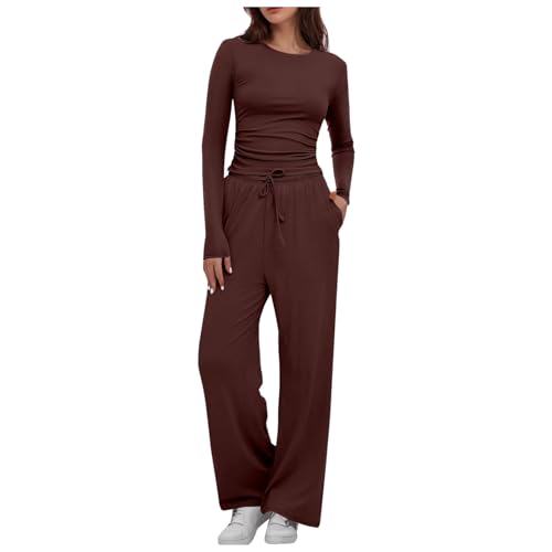 Briskorry Damen Autumn Winter Zweiteiliger Autumn Winter Langzarm Tank Top und Hose Lose Comfortable Loungewear Anzug Longblazer Hosen Tracksuit Frühling Fall Langhose Set von Briskorry