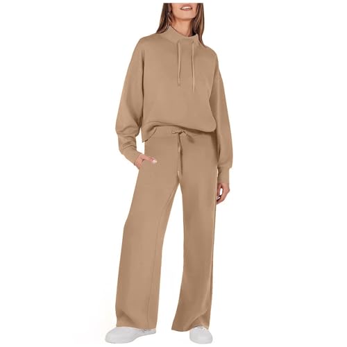 Briskorry Damen Autumn Zweiteiliger Langzarm O-Ausschnitt Weste und Hose 2 Stück Einfarbig Schlanke Loungewear Anzug Festlich Elegant Overall Hochzeit Abendanzug Sets Frühling Fall Langhose Set von Briskorry