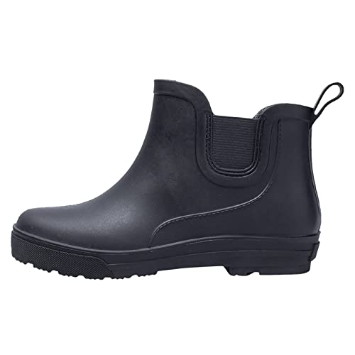 Briskorry Damen Gummistiefel Gefüttert Einfarbig Warme Regenstiefel Kurz Anglerstiefel Winter Warm Gefüttert Regenstiefel Halbhoher Freizeitschuhe Anti-Rutsch Thermostiefel von Briskorry