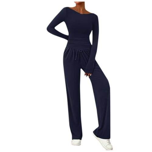 Briskorry Damen Jumpsuit Autumn Winter Langzarm Tank Top und Hose Casual Luftige Loungewear Festlich Elegant Set Frühjahr Autumn Lockeres Hosenanzüge von Briskorry