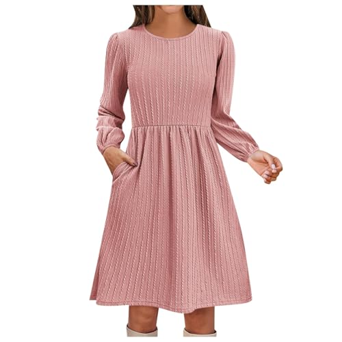 Briskorry Damen Kleider Einfarbig O-Ausschnitt Strickkleid Autumn Winter Langarm Elegant Pulloverkleid Strickpullover Kleid Minikleider Für Straßenfotografie, Strand, Party von Briskorry