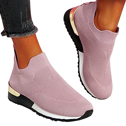 Briskorry Damen Schuhe Slip On Sneakers Freizeit Laufschuhe Luftkissen Atmungsaktiv Fitness Schnürer Turnschuhe Leichte Sneaker rutschfest STO?fest Sportschuhe Outdoor Walking Schuhe Freizeitschuhe von Briskorry