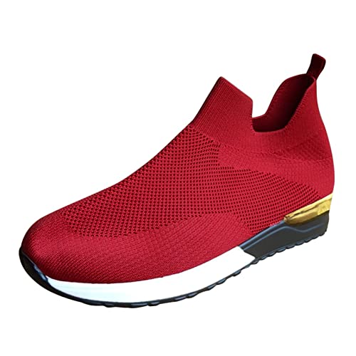 Briskorry Damen Schuhe Slip On Sneakers Freizeit Laufschuhe Luftkissen Atmungsaktiv Fitness Schnürer Turnschuhe Leichte Sneaker rutschfest Stoßfest Sportschuhe Outdoor Walking Schuhe Freizeitschuhe von Briskorry