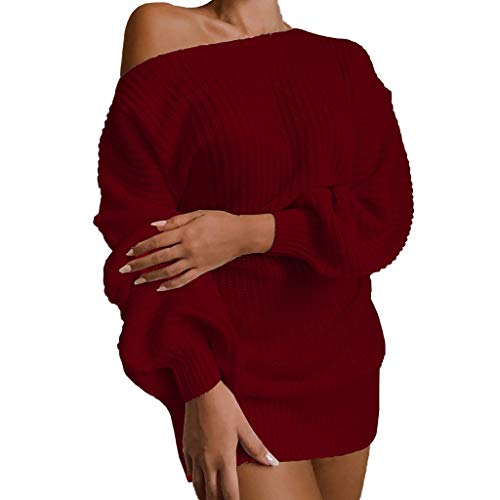Briskorry Damen Schulterfrei PulloverKleid Langarm Strickkleid Kurz Einfarbige Minikleid Elegant Herbst Winter Strickpullover Minikleider Partykleid Briskorry Damen Schulterfrei PulloverKleid Langarm Strickkleid Kurz Einfarbige Minikleid Elegant Herbst Winter Strickpullover Minikleider Partykleid von Briskorry