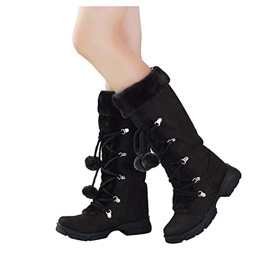 Briskorry Damen Stiefeletten Winterschuhe Boots Schuhe Schwarz Gefüttert Teenager Mädchen Klassische Warme Leicht Flache Winterboots Winterstiefel Thermoschuhe Schneestiefel Abendboots von Briskorry