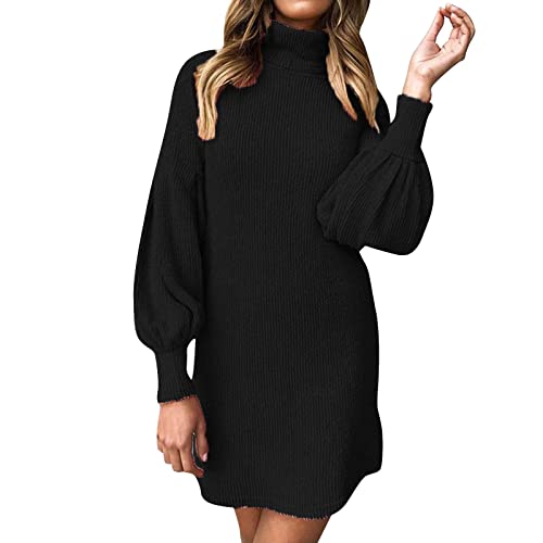 Briskorry Damen Strickkleid Langarm Oversize Grobstrick Pulloverkleid Mit Rollkragen Kleider Herbst Winter Elegante Midikleid mit Laternenärmel Strick Freizeitkleid Briskorry Damen Strickkleid Langarm Oversize Grobstrick Pulloverkleid Mit Rollkragen Kleider Herbst Winter Elegante Midikleid mit Laternenärmel Strick Freizeitkleid von Briskorry