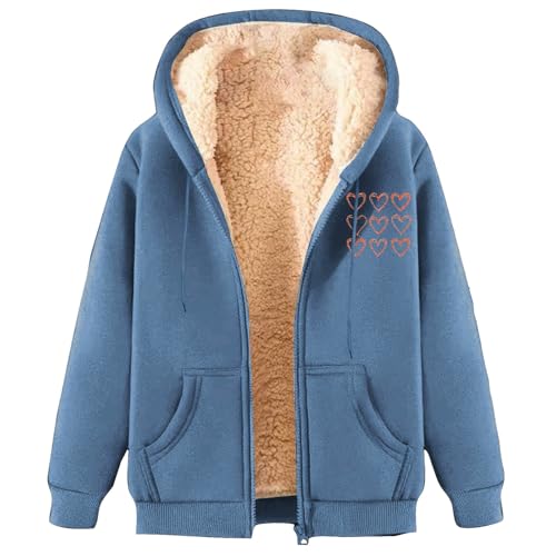 Briskorry Damen Winterjacke Warm, Winterjacke Elegant mit Taschen Sweatjacke Outdoor Winter Hoodie Elegant Große Größen Kapuzenpullover Fleece Jacke mit Reißverschluss Lässige Wintermantel Hoodie von Briskorry