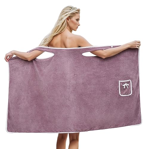 Briskorry Damenbadetuch, schnelles, trockenes tragbares Spa -Handtuch, weiche Mikrofaserpackung, Strandhandtuchkleid, um Frottee Bademantel für Frauen Saunakilt von Briskorry