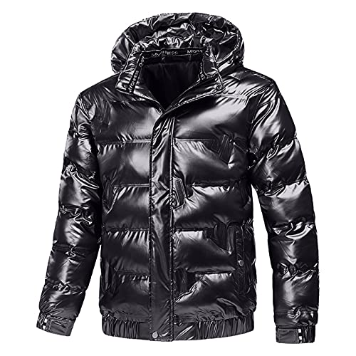 Briskorry Daunenjacke Herren Glänzend,verdicken Warm Steppjacke klassisch Einfarbig Sportjacken Trekkingjacke Mode Jacke Outdoor Winddicht Wasserdicht Wintermantel mit Kapuze von Briskorry