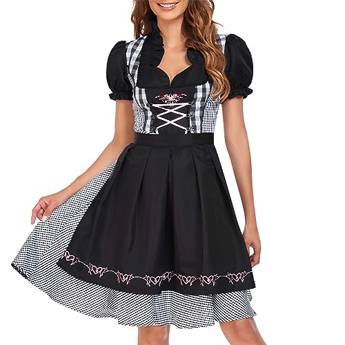 Briskorry Dirndl-Komplettsets Für Damen Trachtenkleid Trachtenmode Dirndelkleider Rockabilly Abschlussballkleid Bühnenkleid Weißes Dirndlschürzen Trachten Kleid Mädchen Oktoberfest Outfit von Briskorry