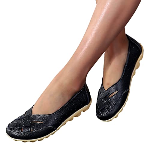 Briskorry Frauen Flache Schuhe Bequem Leicht Flache Freizeitschuhe Elegante Vintage Leichte Bootsschuhe Damen Aushöhlen Halbschuhe Atmungsaktiv Mokassins Lässige Sommer Segelschuhe Ballerinas von Briskorry