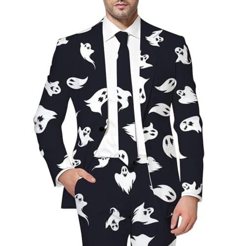 Briskorry Halloween Kostüm Herren Lässig Blazer EIN-Knopf Slim Fit Anzugjacke Freizeit Drucken Sakko Langarm Herrenjacke Elegant Jacken Festival Mantel Freizeitanzug von Briskorry