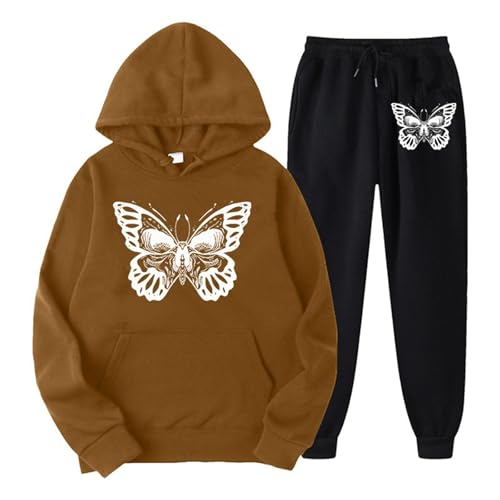 Briskorry Hausanzug Damen, Kapuzenpullover und Laufhosen, Kapuzenpullover Set Gedrucktes Halloween Sportanzug 2 Teilig Kapuzen Sweatsuit Casual Locker Hausanzug Halloween Modische Streetwear Jogger von Briskorry