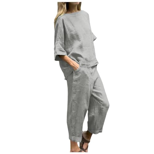 Briskorry Hausanzug Damen Set, Oberteil Shirt und Hosen, Hosenanzüge Casual Lose Loungewear Rund Ausschnitt Halbarm Sweatsuit Bequemer Atmungsaktiv Sportswear Elegant Solid Running von Briskorry