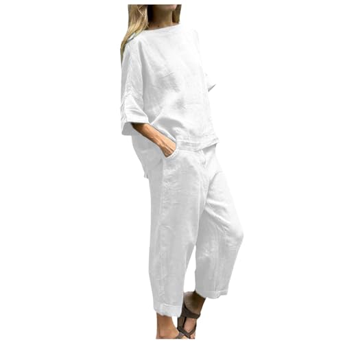 Briskorry Hausanzug Damen Set, Oberteil Shirt und Hosen, Hosenanzüge Casual Lose Loungewear Rund Ausschnitt Halbarm Sweatsuit Bequemer Atmungsaktiv Sportswear Elegant Solid Running von Briskorry