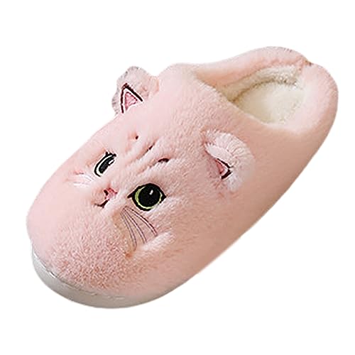 Briskorry Hausschuhe Damen Niedliche Bequeme Hausschuhe Tier Katze Plüsch Warme Winter Pantoffeln Flauschige Cute Slippers Winter Filzhausschuhe Gäste Cartoon Schlappen von Briskorry