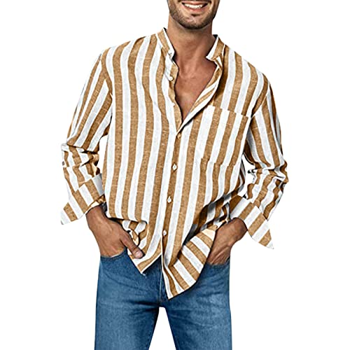 Briskorry Hemd Herren Gestreiftes Leinenhemd Langarm/Kurzarm Baumwolle Leinen Freizeithemd Buissness Sommerhemd Casual Regular Fit Briskorry Hemd Herren Gestreiftes Leinenhemd Langarm/Kurzarm Baumwolle Leinen Freizeithemd Buissness Sommerhemd Casual Regular Fit von Briskorry
