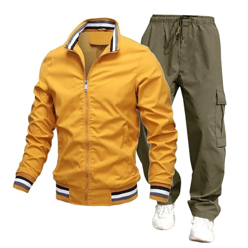 Briskorry Herren Elegant Zweiteiler Outfit Langzarm Top und Hosen Einfarbig Bequeme Sweatsuit Outfits Elegant Freizeitanzug Bequeme Frühlings und Sommer Outfits Bequeme Frühlings Und Sommer Anzug Set von Briskorry