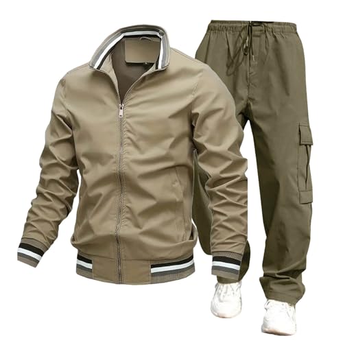 Briskorry Herren Elegant Zweiteiler Outfit Langzarm Top und Hosen Einfarbig Bequeme Sweatsuit Outfits Elegant Freizeitanzug Bequeme Frühlings und Sommer Outfits Bequeme Frühlings Und Sommer Anzug Set von Briskorry