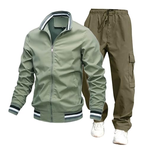 Briskorry Herren Elegant Zweiteiler Outfit Langzarm Top und Hosen Einfarbig Bequeme Sweatsuit Outfits Elegant Freizeitanzug Bequeme Frühlings und Sommer Outfits Bequeme Frühlings Und Sommer Anzug Set von Briskorry