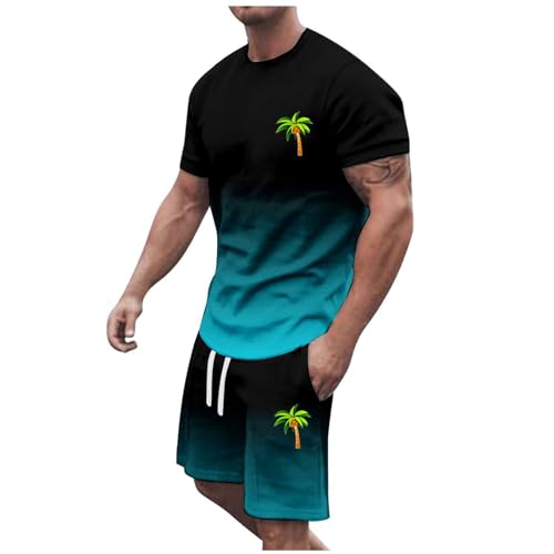 Briskorry Herren Hosenanzüge Kurzarm Hemd Bluse und Shorts Lose Comfortable Jogginganzug Leichter Elegant Anzug Set Bedruckte Anzug Im Pendlerstil von Briskorry