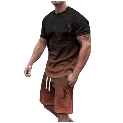 Briskorry Herren Hosenanzüge Sommer Kurzarm Top Und Shorts Casual Slim 2-Teilig Elegant Freizeitanzug Bequeme Frühlings und Sommer Outfits Für Tägliche Reisen, Arbeit Alltag von Briskorry