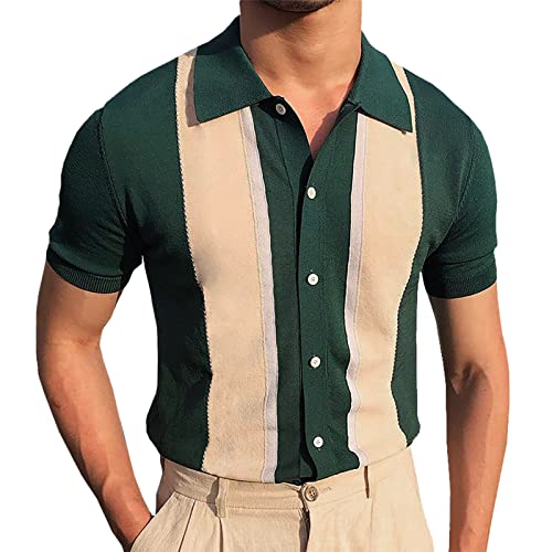 Briskorry Herren Strick-Poloshirt Kurzarm Umlegekragen Knopfleiste Farbblock Gestreift T-Shirt Stretch Slim Fit Plus Size Tops Golf Tennis Blusen Briskorry Herren Strick-Poloshirt Kurzarm Umlegekragen Knopfleiste Farbblock Gestreift T-Shirt Stretch Slim Fit Plus Size Tops Golf Tennis Blusen von Briskorry