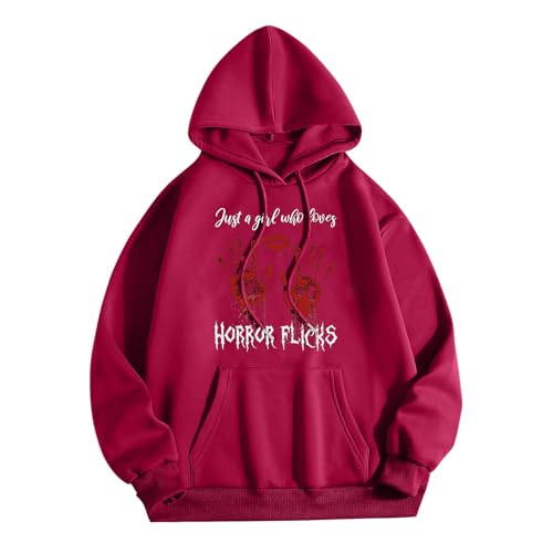 Briskorry Hoodies für Damen, Kapuzenpullover Damen Oversized, Hooded Kapuze Langärmliges Kapuzenpullis Lässiges Lockerer Pullis Bedruckte Modern Plüschjacke Sport Weich Sweater Halloween von Briskorry