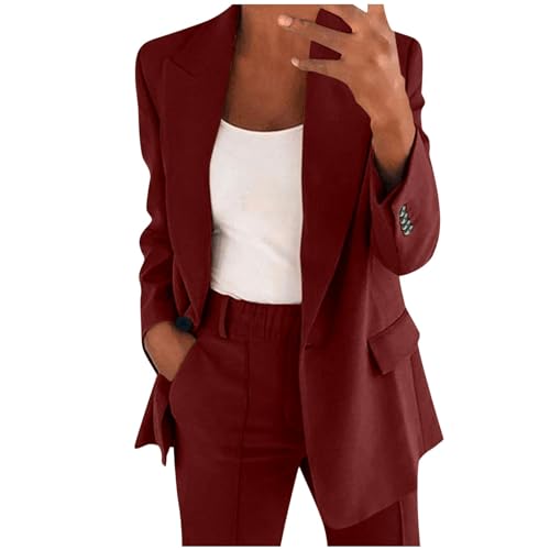 Briskorry Hosenanzüge Für Damen Business Anzug Elegant 2 Teilig Sommer Zweiteiler Blazer Set Sportlich Langarm Festlicher Hosenanzug Hochzeit 2 Teiler Anzugjacke Und Hose Party Outfit Freizeitanzug von Briskorry