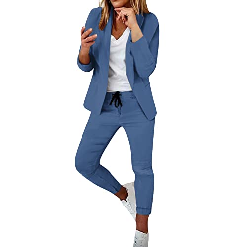 Briskorry Hosenanzug Damen Elegant Business Anzug Set Blazer Hose 2-Teilig Anzug Einfarbig Zweiteiler Slim Fit Hosenanzug Festlich Sportlich Streetwear Sportanzug von Briskorry