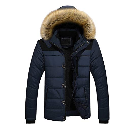 Briskorry Jacke Herren übergangsjacke Kapuze,Reißverschluss Dicke Männer Mäntel Warm Fleecejacke mit Teddyfell und Fellkragen Wasserdicht Windbreaker Wasserdicht Daunenjacke Funktionsjacke von Briskorry