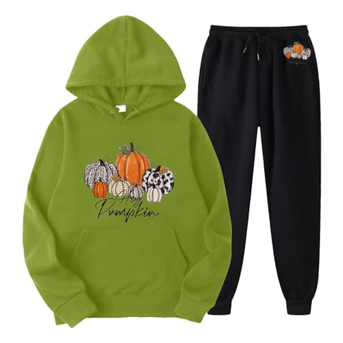 Briskorry Jogginganzug Damen, Hoodies und Laufhose, Hoody Set Gedruckter Halloween Sportanzug 2 Stück Kappe Tracksuit Casual Loose Hausanzug Modern 2024 Sport Outfit Running von Briskorry