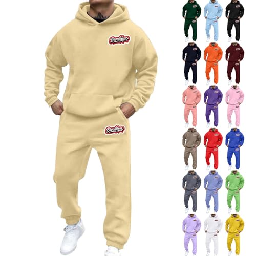 Briskorry Jogginganzug Für Herren Y2K Hooded Tops+Hose Tracksuit Buchstaben Druck Lose Hoodies Und Jogginghosen Hip Hop Pullover Sporthosen Anzug Zweiteiliger Jogginganzug von Briskorry