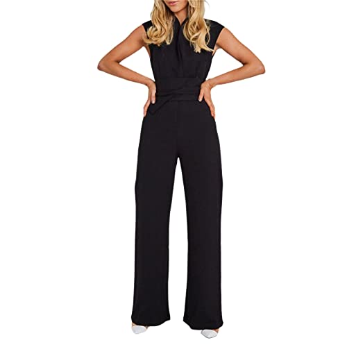 Briskorry Jumpsuit Damen Elegant Sommer Overall Ärmellos Einteiler Lang Hosenanzug Einfarbig Playsuit Strampler Festlich Hochzeit Hohe Taille Overalls Tunika Jogginganzug von Briskorry